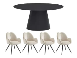 Ensemble table ANTELADA + 4 chaises GULSUN - Noir et beige