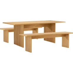 Ensemble table 180cm et 2 bancs style scandinave ALMA - HAPPY GARDEN