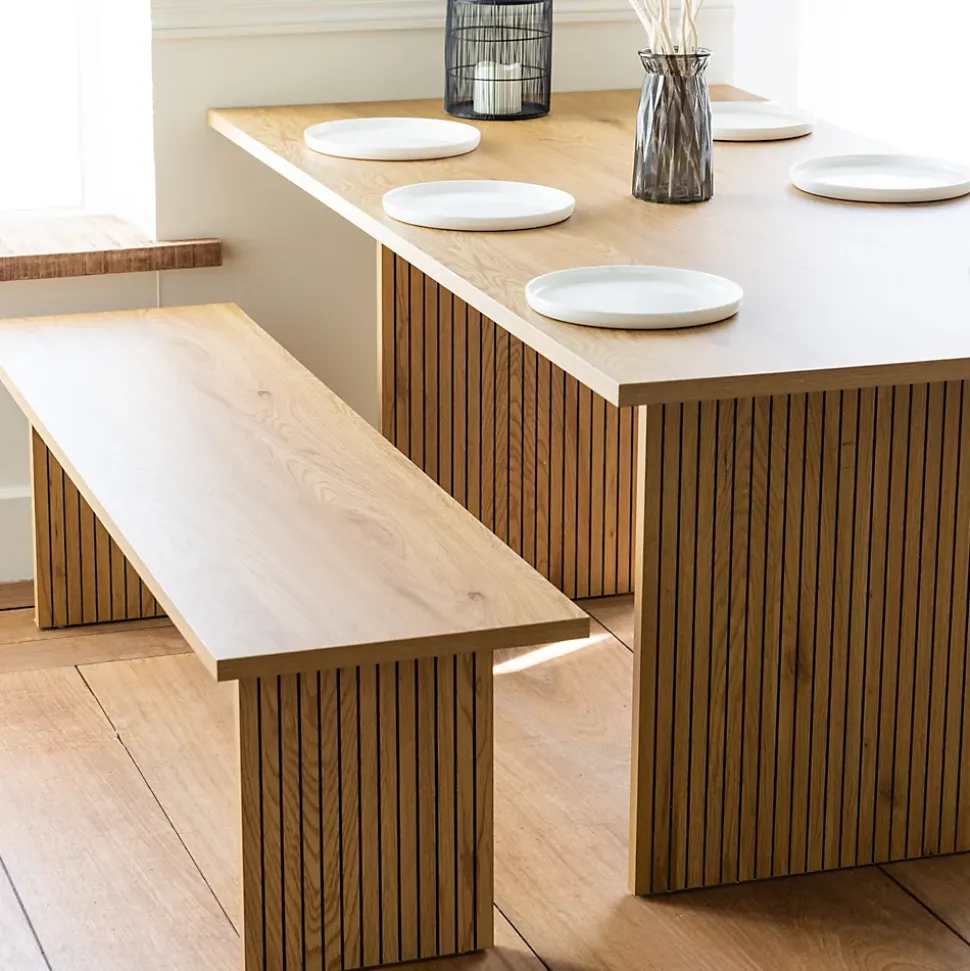 Ensemble table 180cm et 2 bancs style scandinave ALMA - HAPPY GARDEN
