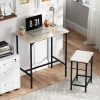 Ensemble table de bar avec 2 tabourets acier noir effet bois de chêne clair