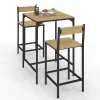 Ensemble table de bar carrée DETROIT 60 cm et 2 chaises de bar design industriel