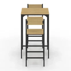Ensemble table de bar carrée DETROIT 60 cm et 2 chaises de bar design industriel