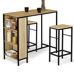 Ensemble table de bar DETROIT et 2 tabourets design industriel