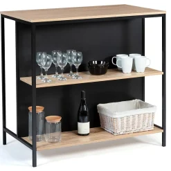 Ensemble table de bar îlot DETROIT et 2 tabourets design industriel