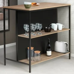 Ensemble table de bar îlot DETROIT et 2 tabourets design industriel