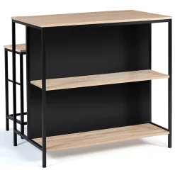 Ensemble table de bar îlot DETROIT et 2 tabourets design industriel