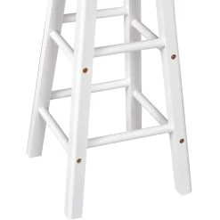 Ensemble table de bar pliable sur roulettes avec étagère et 2 tiroirs + 2 tabourets bois pin MDF blanc chêne clair