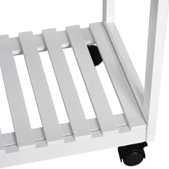 Ensemble table de bar pliable sur roulettes avec étagère et 2 tiroirs + 2 tabourets bois pin MDF blanc chêne clair