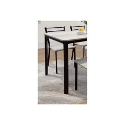 Ensemble table de repas LEEDS noire finition bronze et 4 chaises Style industriel bois et métal