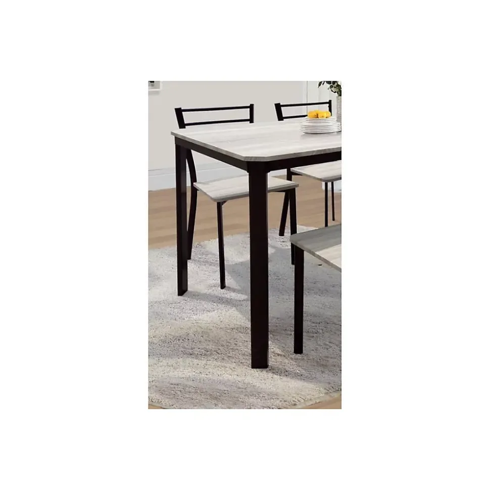 Ensemble table de repas LEEDS noire finition bronze et 4 chaises Style industriel bois et métal