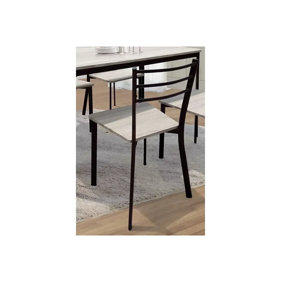 Ensemble table de repas LEEDS noire finition bronze et 4 chaises Style industriel bois et métal