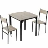 Ensemble Table et 2 Chaises - Table 70x70 cm, MDF Revêtement PVC, Bois Naturel, Gain de Place
