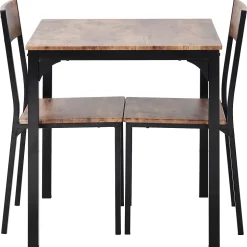 Ensemble Table et 2 Chaises - Table 70x70 cm, MDF Revêtement PVC, Marron, Gain de Place