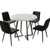 Ensemble table et chaises 80x75 cm table ronde avec 4 chaises assise en velours et structure métal