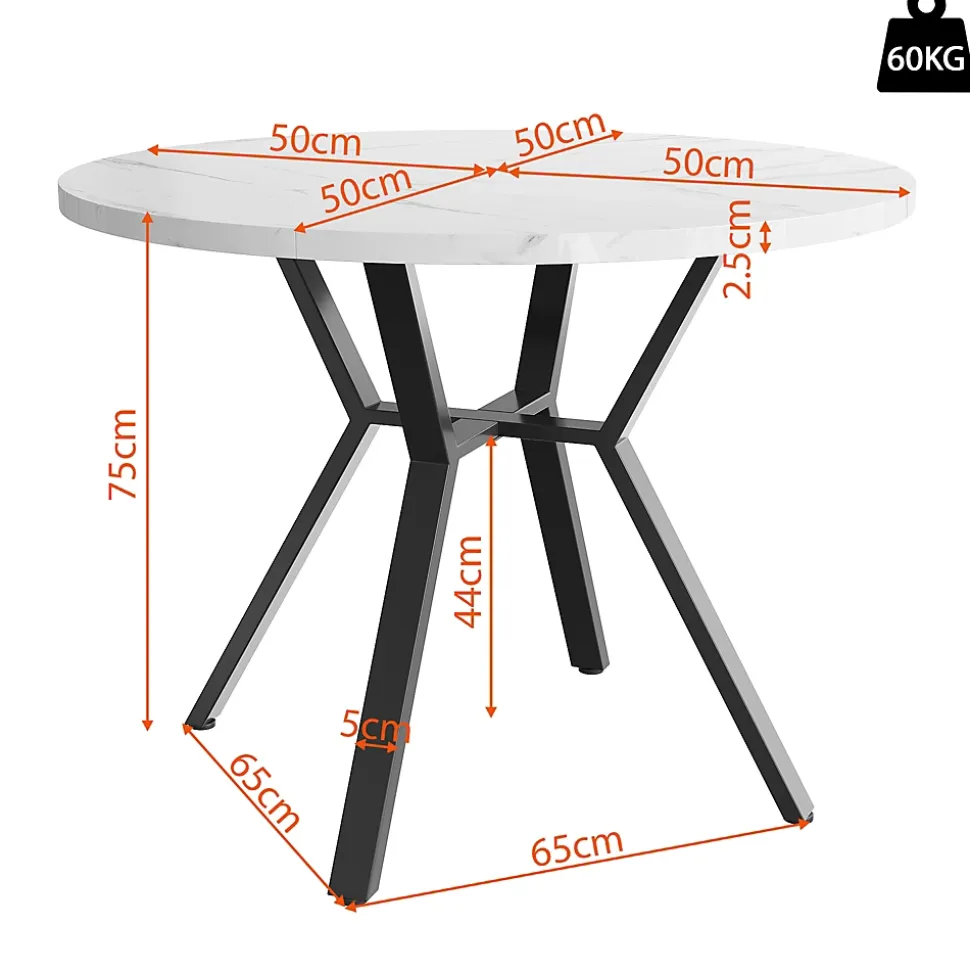 Ensemble Table et Chaises - Table Ronde et 4 Chaises Velours, Salle à Manger Moderne, Plateau Effet Marbre, Gris et Blanc