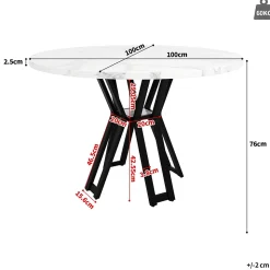 Ensemble table et chaises 100x100x76 cm carrée avec 4 chaises assise rembourrée velours, structure métal