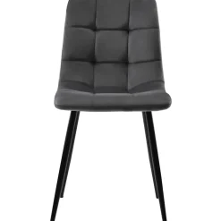 Ensemble table et chaises 100x100x76 cm carrée avec 4 chaises assise rembourrée velours, structure métal