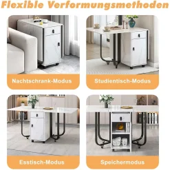 Ensemble Table et Chaises - Table Pliante Rectangulaire en MDF avec 4 Chaises en Velours, Pieds Métal Noir - Blanc/Vert Foncé