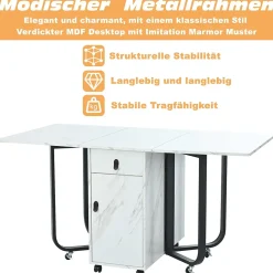 Ensemble Table et Chaises - Table Pliante Rectangulaire en MDF avec 4 Chaises en Velours, Pieds Métal Noir - Blanc/Vert Foncé