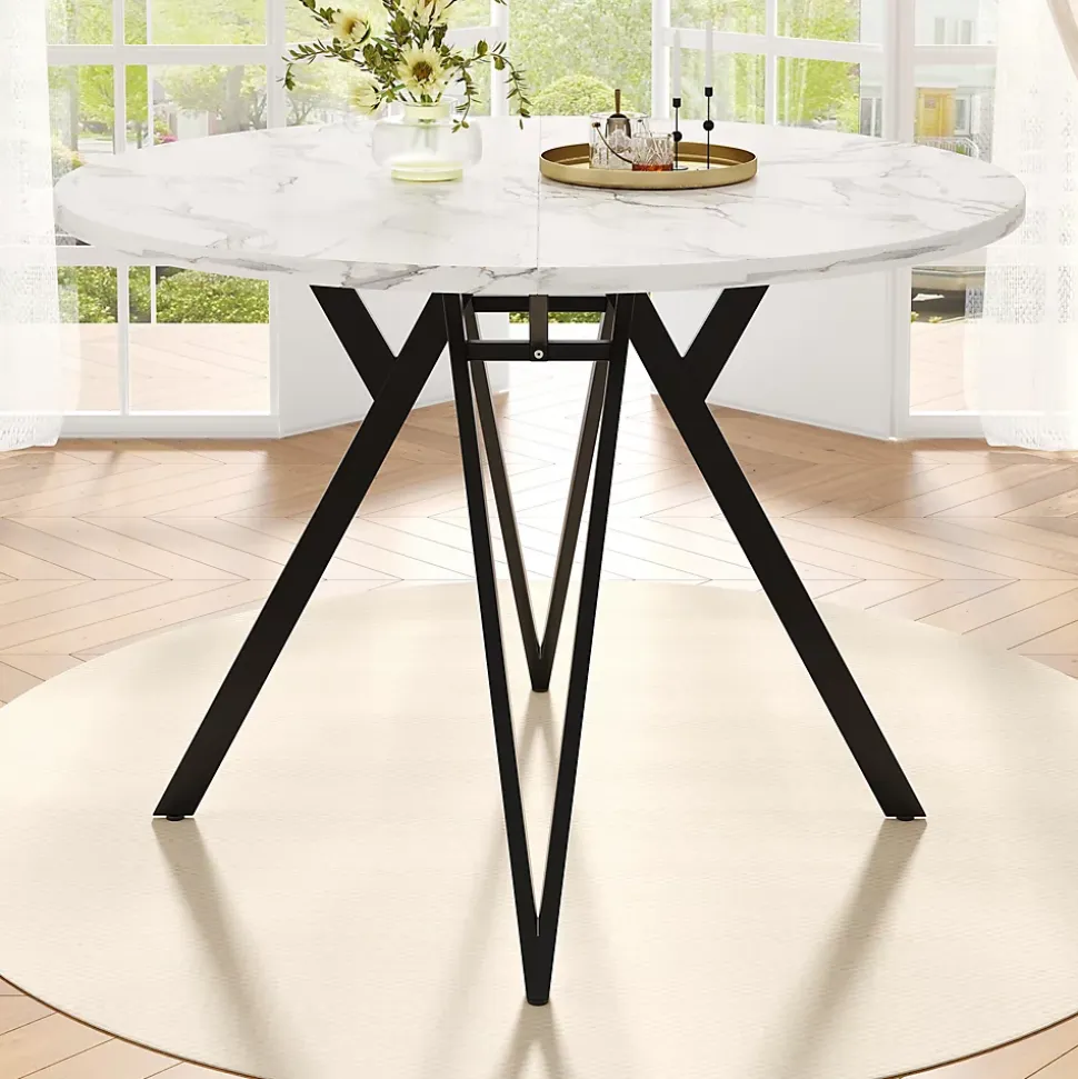 Ensemble table et chaises 100x76 cm table ronde avec 4 chaises en lin gris, piétement métal noir