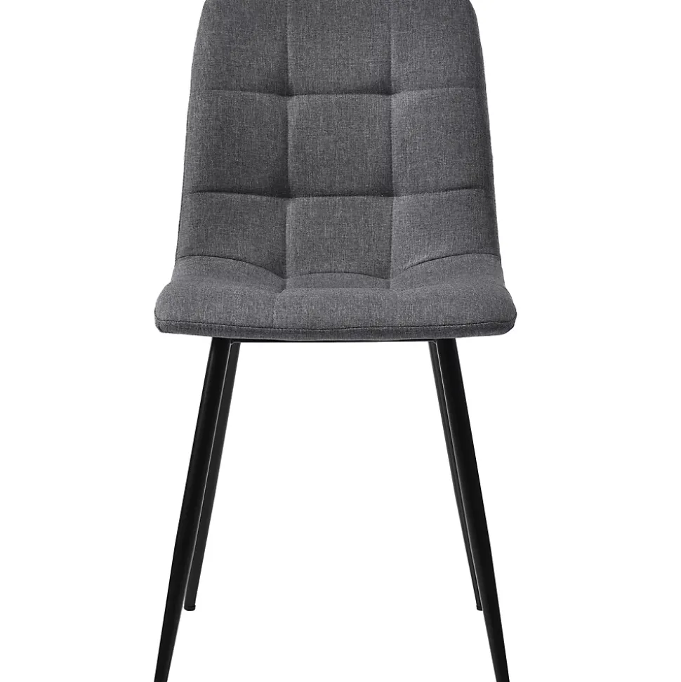 Ensemble table et chaises 100x76 cm table ronde avec 4 chaises en lin gris, piétement métal noir