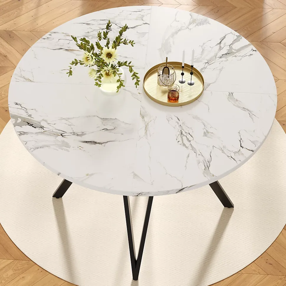 Ensemble table et chaises 100x76 cm table ronde avec 4 chaises en lin gris, piétement métal noir