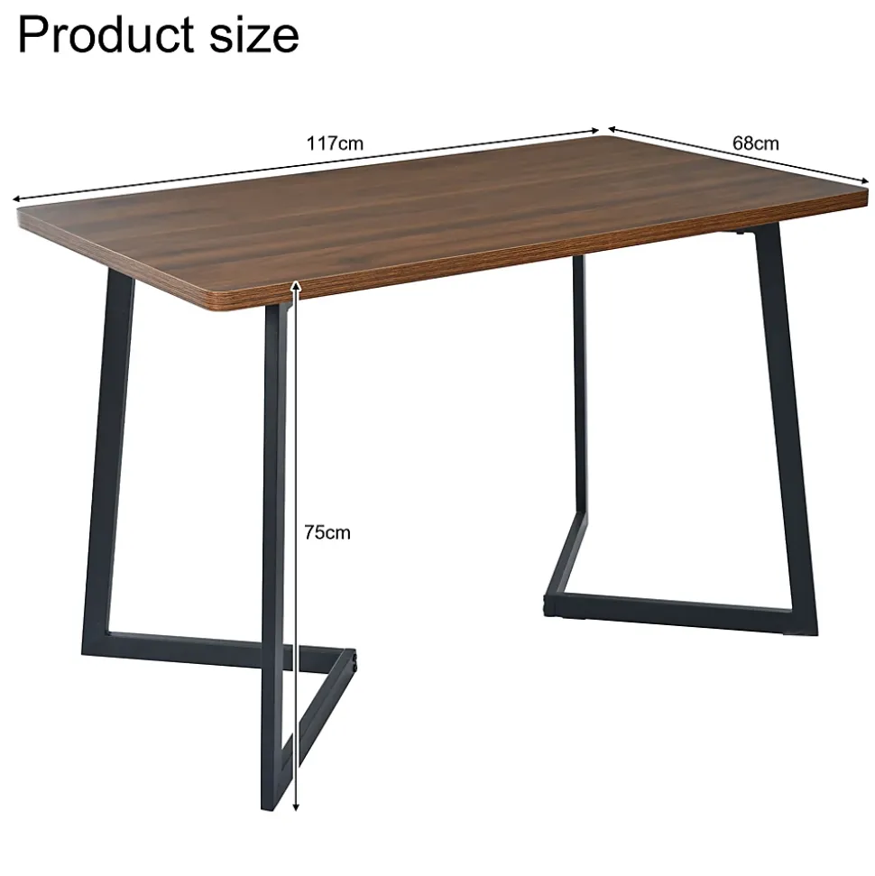 Ensemble Table et Chaises - Repas Rectangulaire avec Chaises Velours Confort et Table MDF, Pieds Métal Noir, Noyer/Vert Foncé