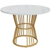 Ensemble table et chaises 100x75x75 cm rond MDF effet marbre avec 4 chaises velours et pieds métal réglables