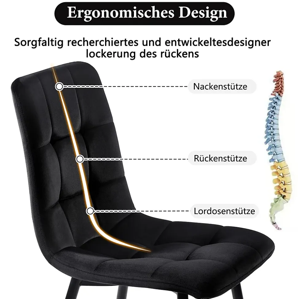 Ensemble table et chaises 120x70x75 cm avec 4 chaises, table rectangulaire et assise rembourrée, noir