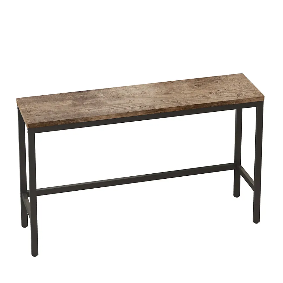 Ensemble Table et Chaises Salle à Manger - Table Rectangulaire avec 3 Tabourets Hauts, MDF+Métal, 148x40 cm, Bois Naturel