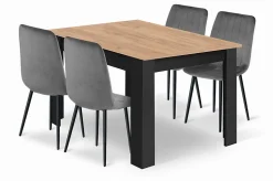Ensemble table et chaises VALORA NP 120x80 Craft noires avec 4 chaises JEWA grises