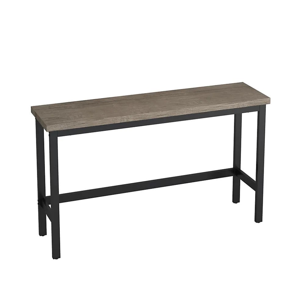 Ensemble table et chaises 148x40x90 cm avec 3 chaises, table rectangulaire métal plateau MDF brun-gris