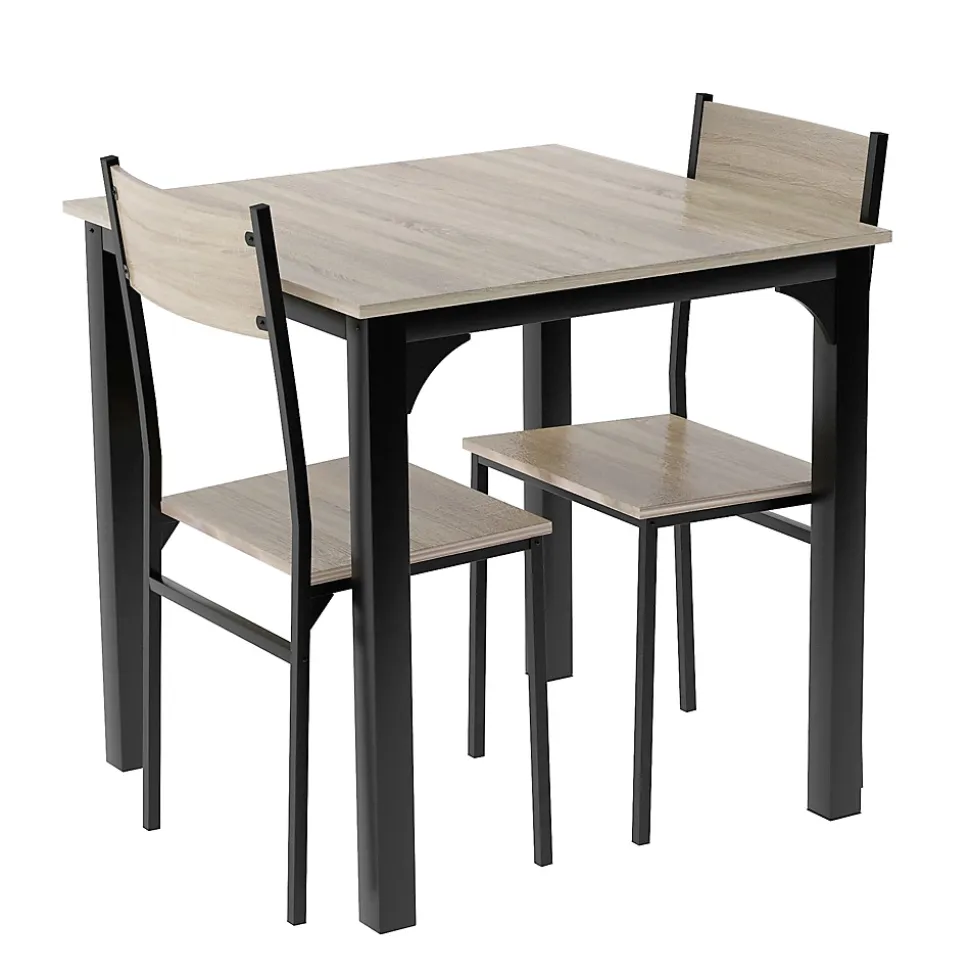 Ensemble table et chaises 70x70x75 cm avec 2 chaises, table carrée structure métal style minimaliste