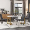 Ensemble table et chaises 117x68x75 cm avec 4 chaises, rectangulaire, assise rembourrée et piètement métal doré