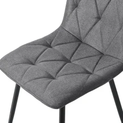 Ensemble table et chaises 117x68x75 cm avec 4 chaises, rectangulaire, assise rembourrée et piètement métal doré