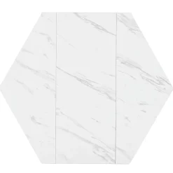Ensemble table et chaises 115,5x100x75 cm avec 4 chaises, table hexagonale piétement métal doré