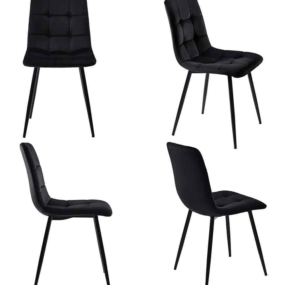 Ensemble table et chaises 115,5x100x75 cm avec 4 chaises, table hexagonale piétement métal doré