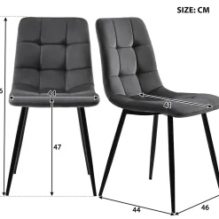 Ensemble table et chaises 117x75x75 cm table rectangulaire avec 4 chaises assise rembourrée gris