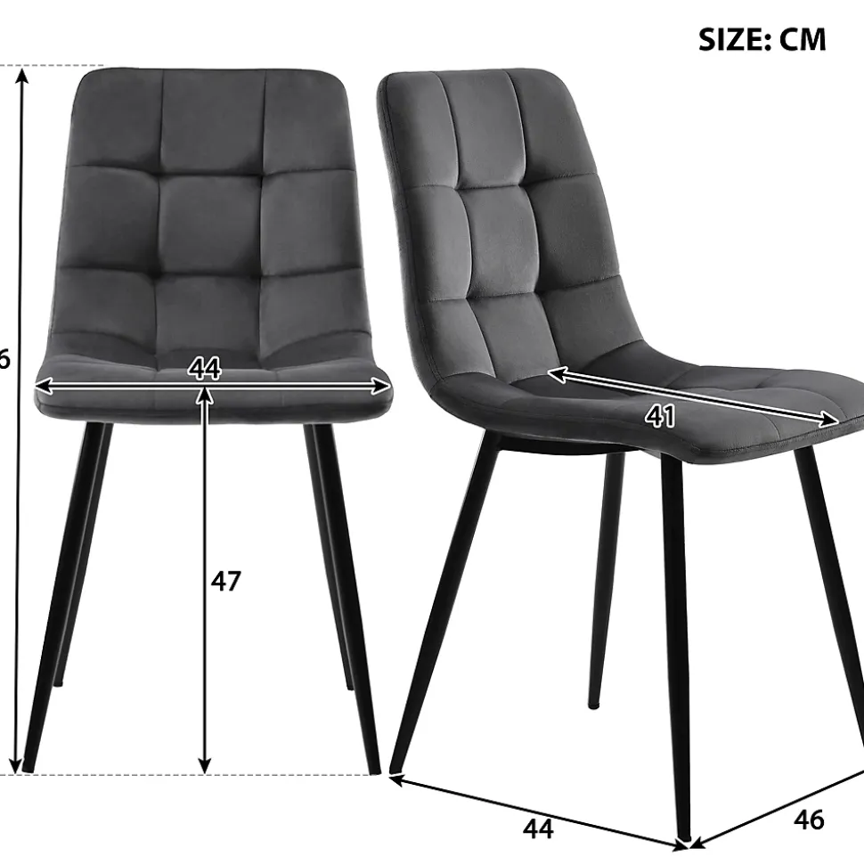 Ensemble table et chaises 117x75x75 cm table rectangulaire avec 4 chaises assise rembourrée gris