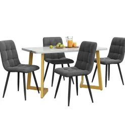 Ensemble table et chaises 117x75x75 cm table rectangulaire avec 4 chaises assise rembourrée gris