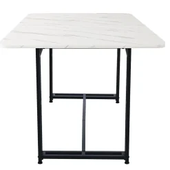 Ensemble table et chaises 140x80 cm avec 4 chaises assise rembourrée velours vert et pieds métal