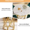 Ensemble Table et Chaises - Table Ronde et 4 Chaises Velours, Salle à Manger Moderne avec Pieds Métal Doré, Vert et Blanc
