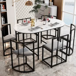 Ensemble Table et Chaises de Salle à Manger, Table Blanche avec Chaises en Velours et Pieds Noirs, Design Élégant, 140x80x76 cm