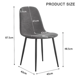 Ensemble table et chaises 117x68x75 cm avec 4 chaises en lin gris, table rectangulaire MDF, pieds métal doré