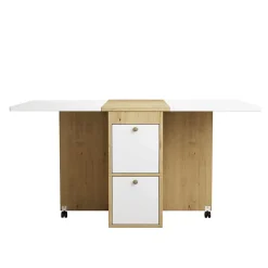 Ensemble table et chaises 120x80x75 cm avec 4 chaises table rabattable et extensible blanc et chêne