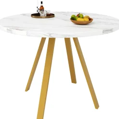 Ensemble table et chaises 80x80x75 cm avec 4 chaises, table carrée MDF, métal, assise velours blanc/doré