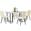 Ensemble table et chaises 140x80x75 cm avec 4 chaises, table rectangulaire MDF motif marbre, chaises velours