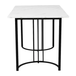 Ensemble table et chaises 140x80x75 cm avec 4 chaises, table rectangulaire MDF motif marbre, chaises velours