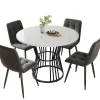Ensemble table et chaises 100x75x75 cm table ronde MDF marbre avec 4 chaises velours gris et structure métal