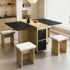 Ensemble Table et Chaises - Table à Manger Extensible 120x80x75 cm avec 4 Chaises - Blanc Chêne Noir